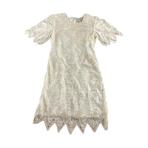 Gloria Vanderbilt Dresses & Skirts - Vintage Gloria Vanderbilt Women's Ivory Lace Beaded Wedding Dress - 1XL